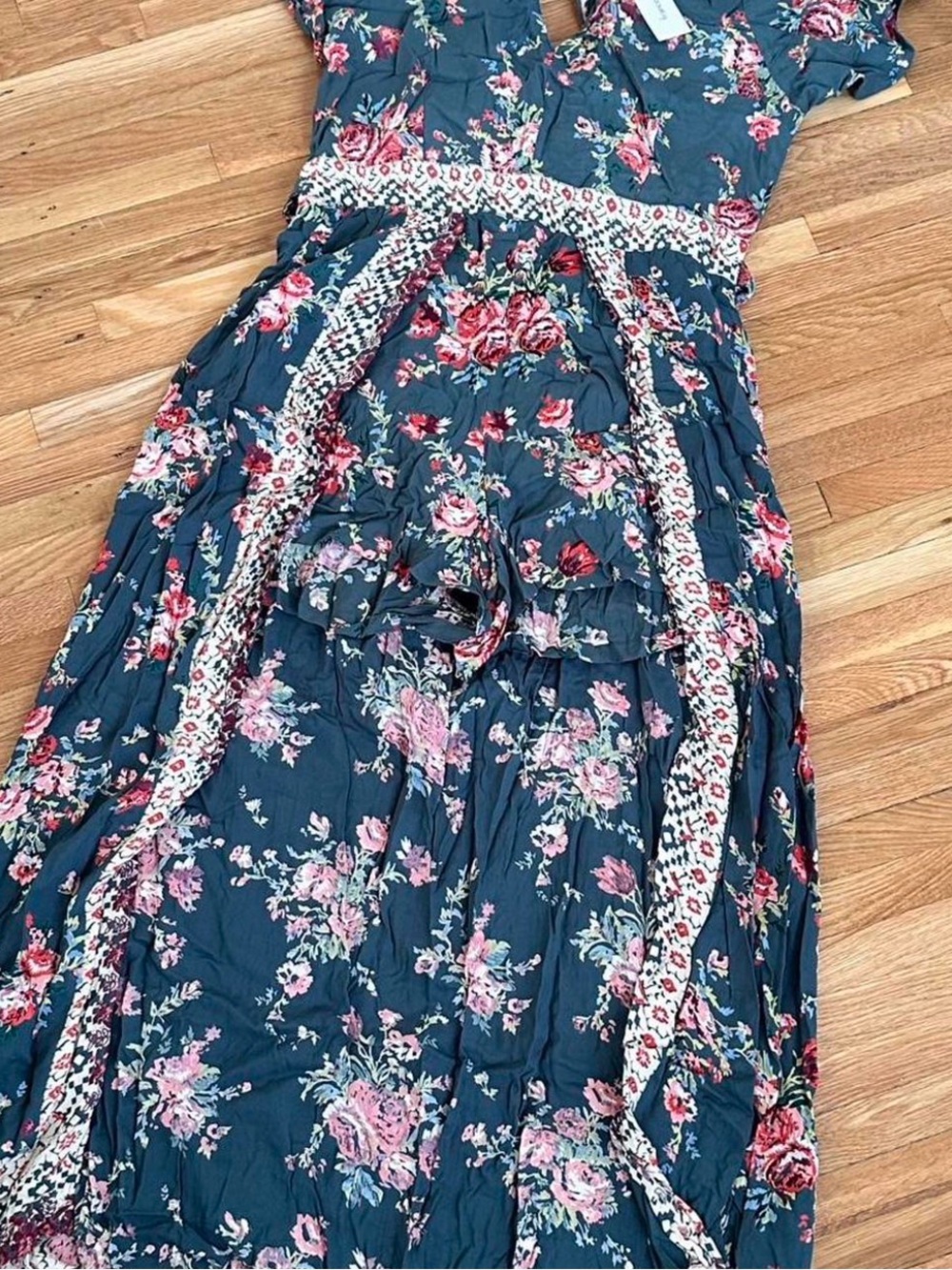 Francesca’s Multicolored Floral Ruffled Maxi Dress